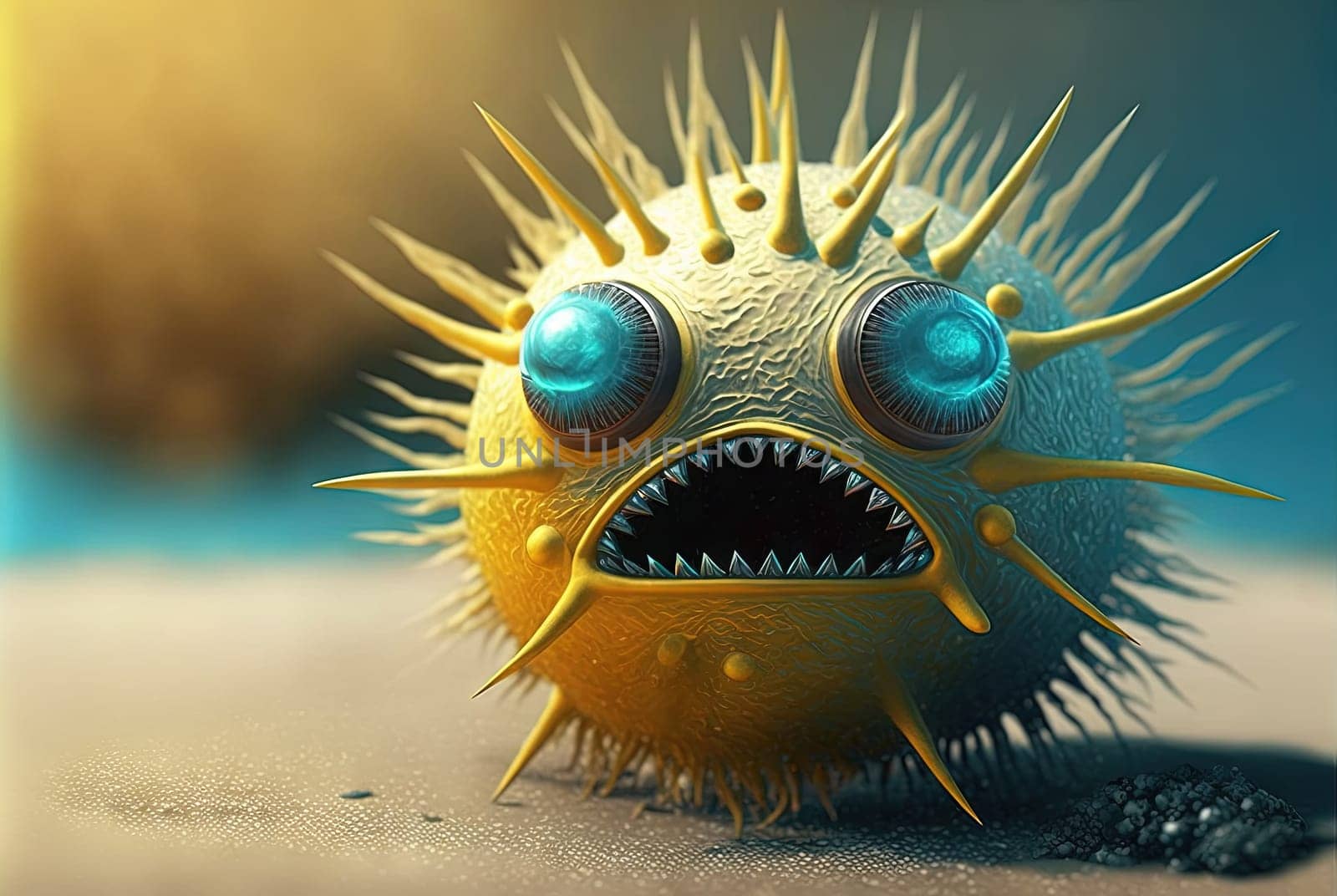 Funny monster character. Crazy cute creature with weird eyes. Generated AI