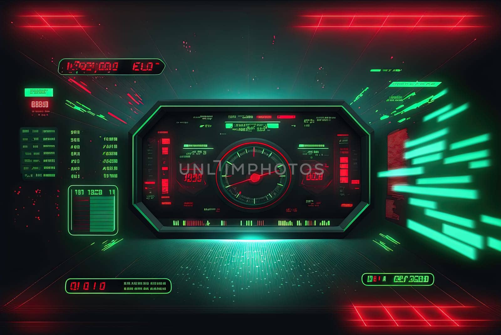 Technology abstract with shiny elements. HUD background with scientific and tech or data interface concept. Generated AI