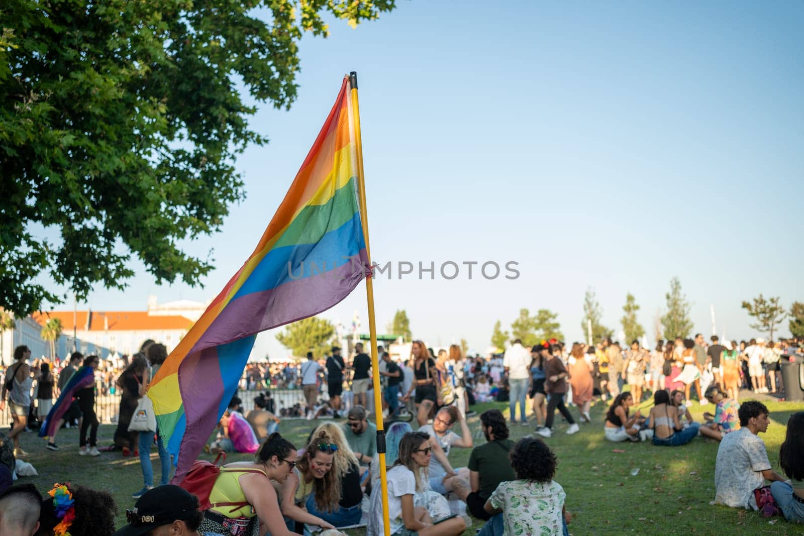 Lisbon, Portugal. 17 June 2023: Picnic in park during Pride Parade by andreonegin
