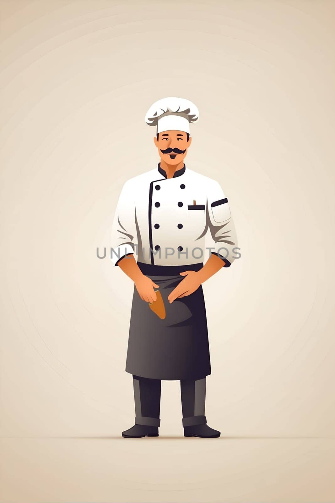 Chef in Uniform Standing With Hands in Pockets. Generative AI. by artofphoto