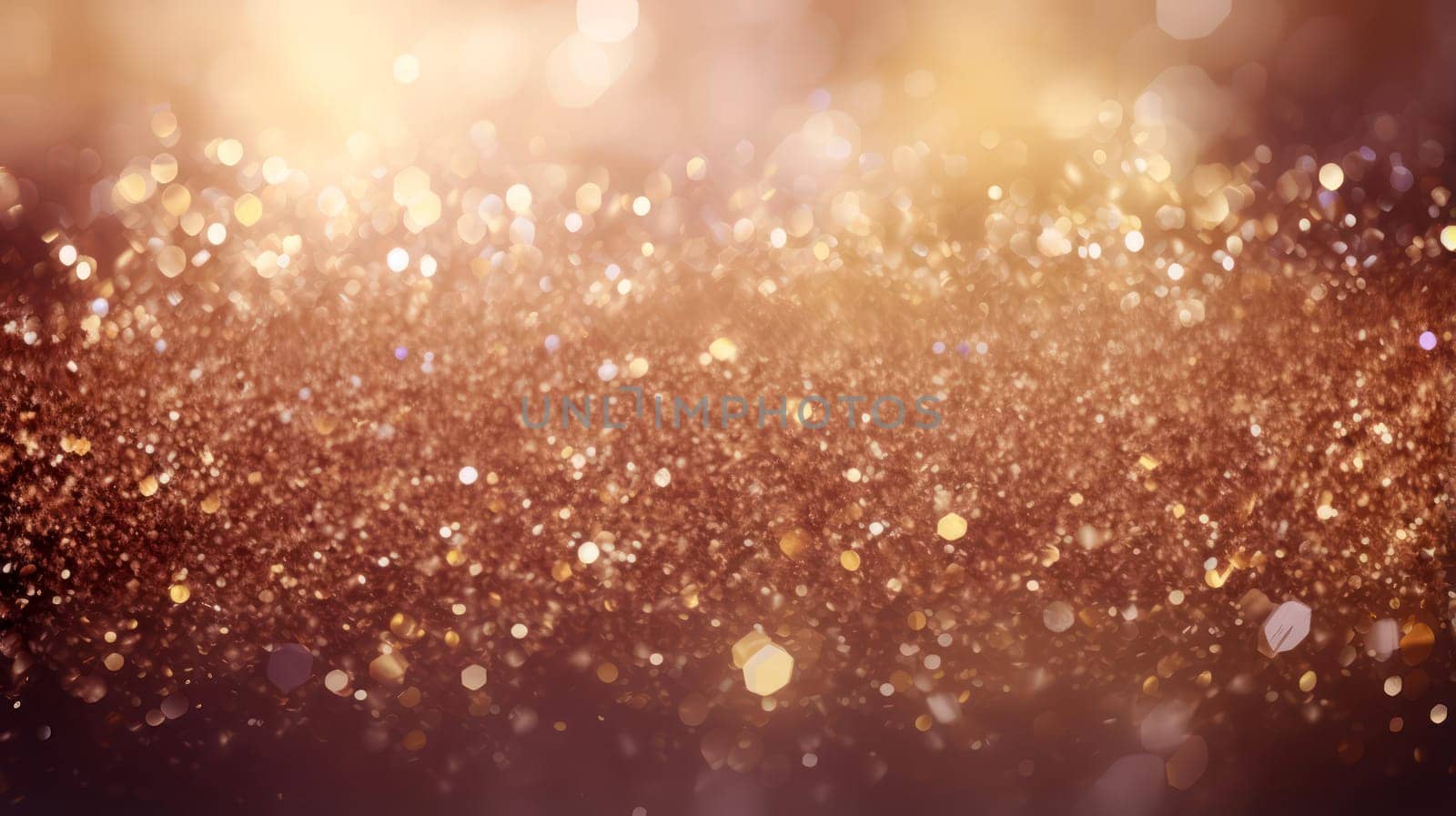 Warm golden bokeh lights creating a festive, glittery background texture