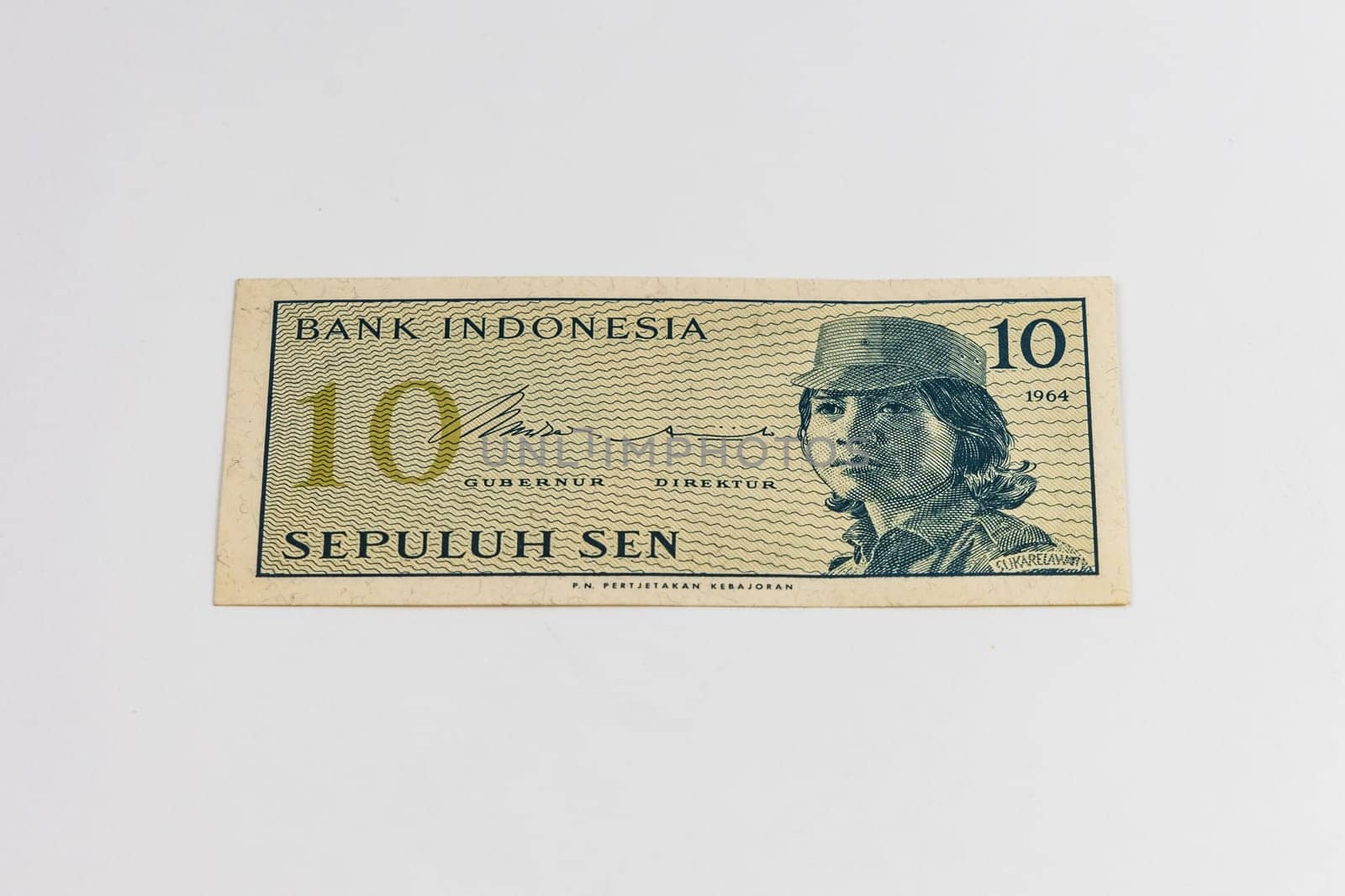 Old Indonesia banknote of 10 Sen from 1964 year 