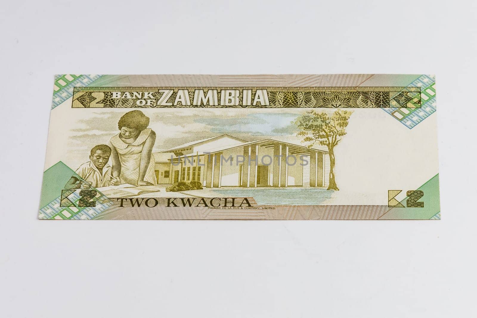 Old Zambia banknote of 2 Kwacha from 1980 year  by Wierzchu