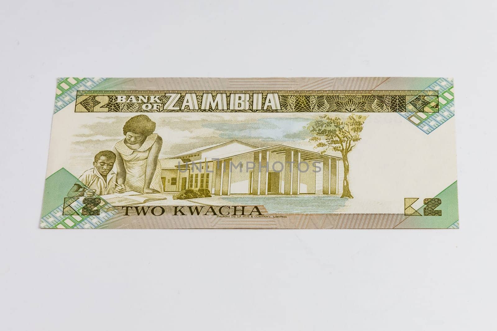 Old Zambia banknote of 2 Kwacha from 1980 year 