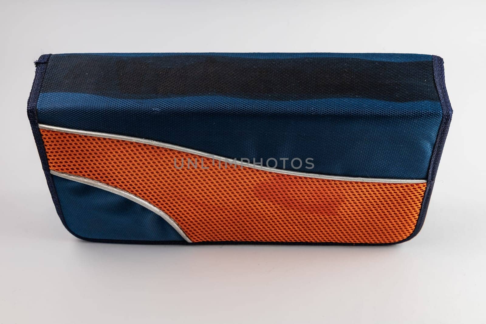 Colorful and empty CD or DVD case made by colorful blue and orange fabric by Wierzchu