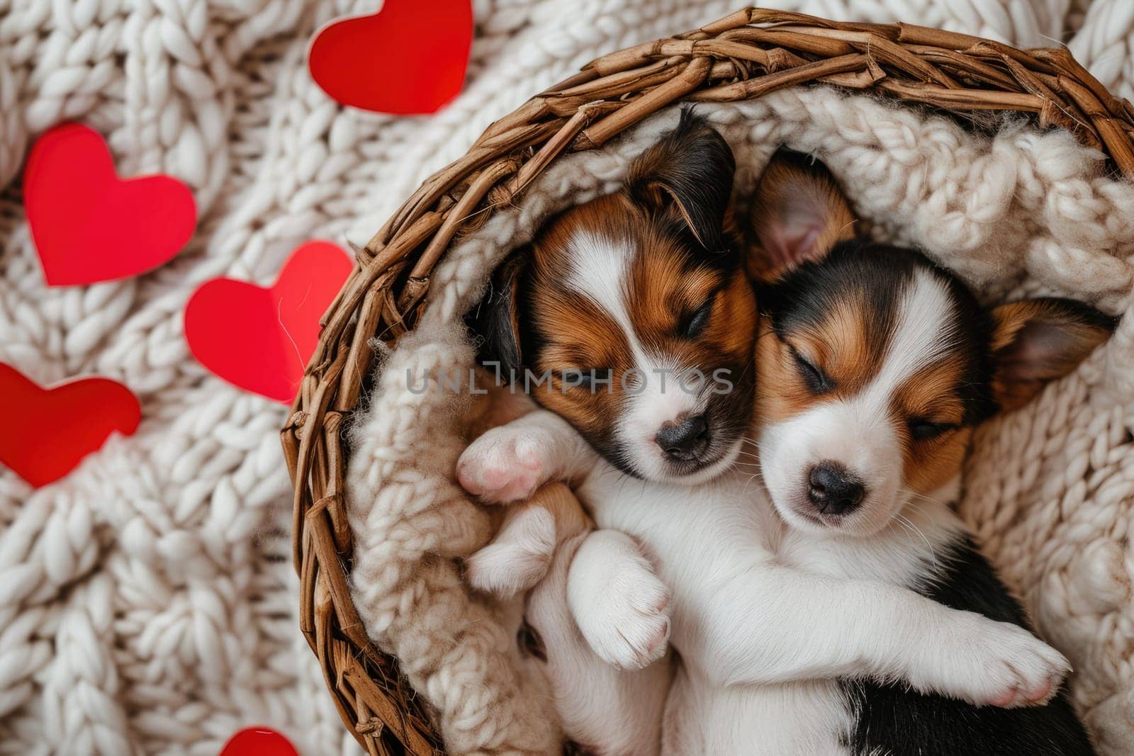 Cute puppy couple in love in valentines day Pragma by biancoblue