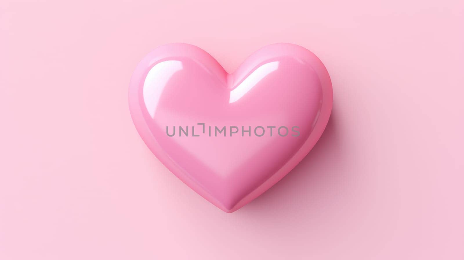 Pink glossy Heart on pink background. Valentines day background. by JuliaDorian