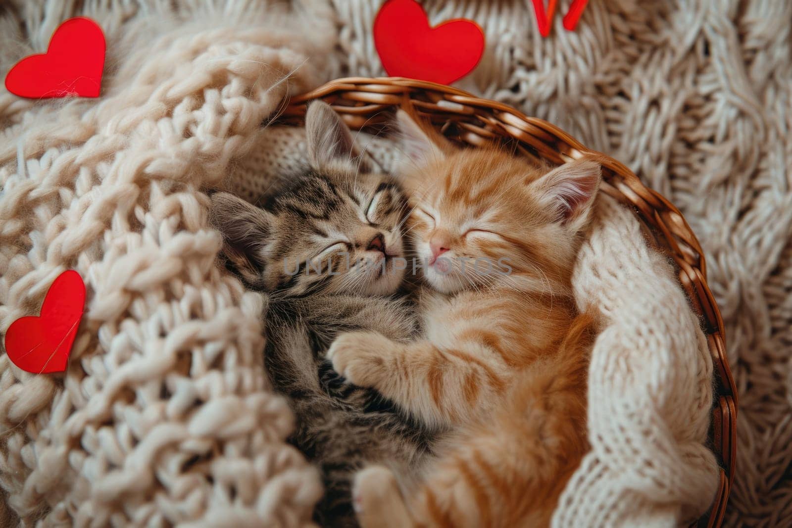 Cute cat couple in love on valentines day Pragma