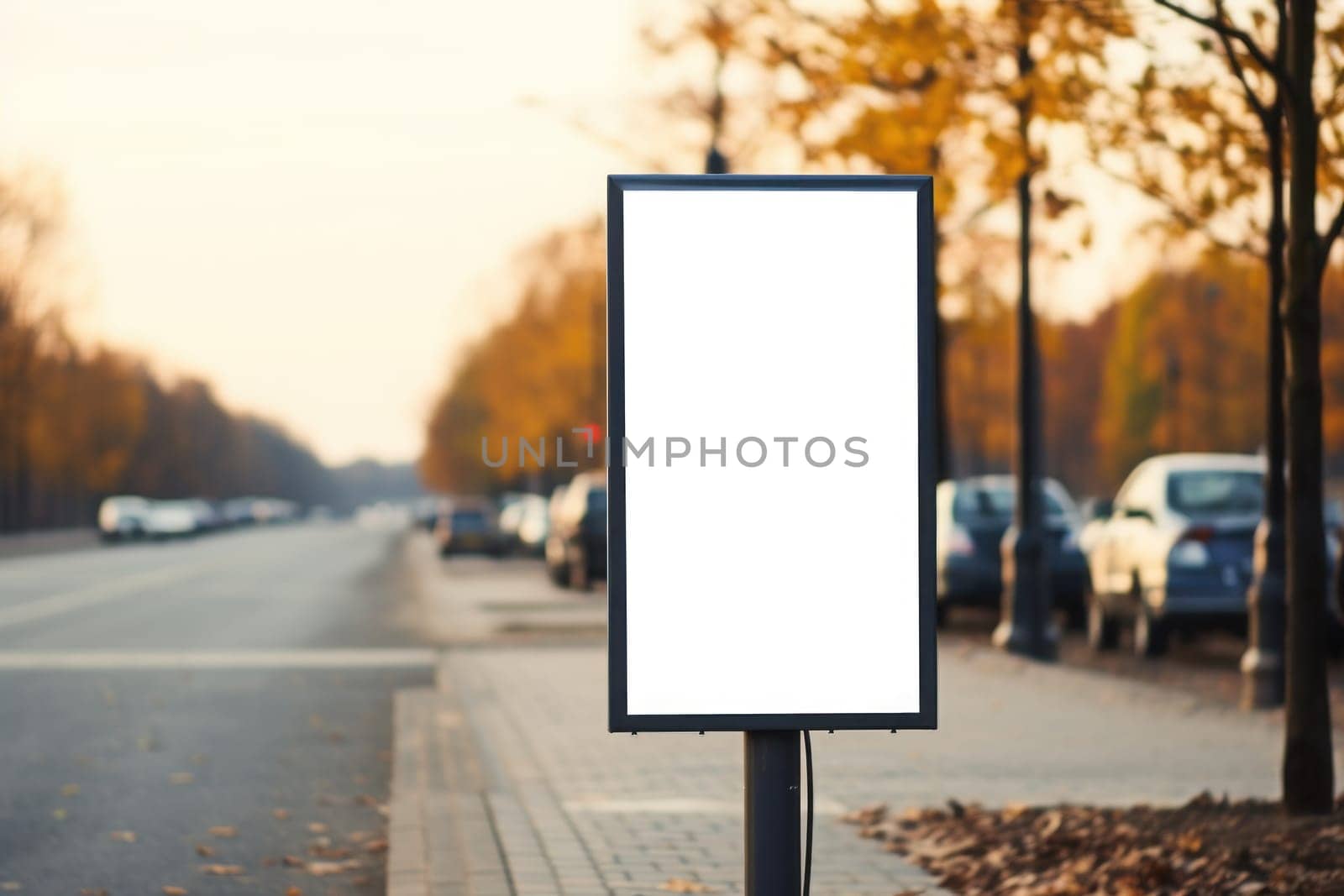 Outdoor ad mockup, fully blurred background. Generative AI.