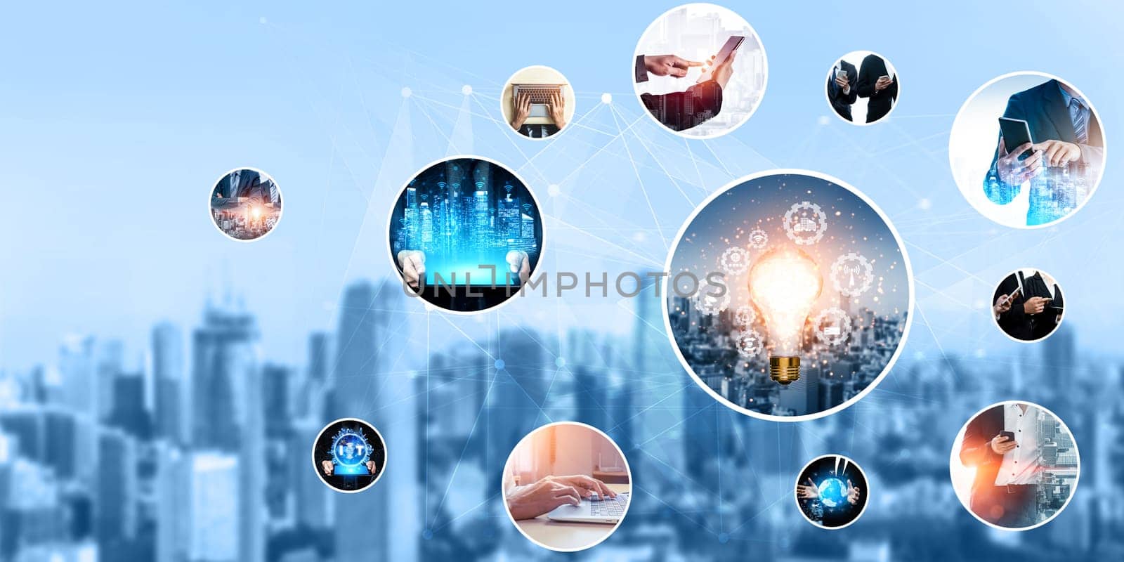 Communication technology , smart connection IOT and people network technology concept. People using connective device to connect to the secured internet network and cloud computing server kudos