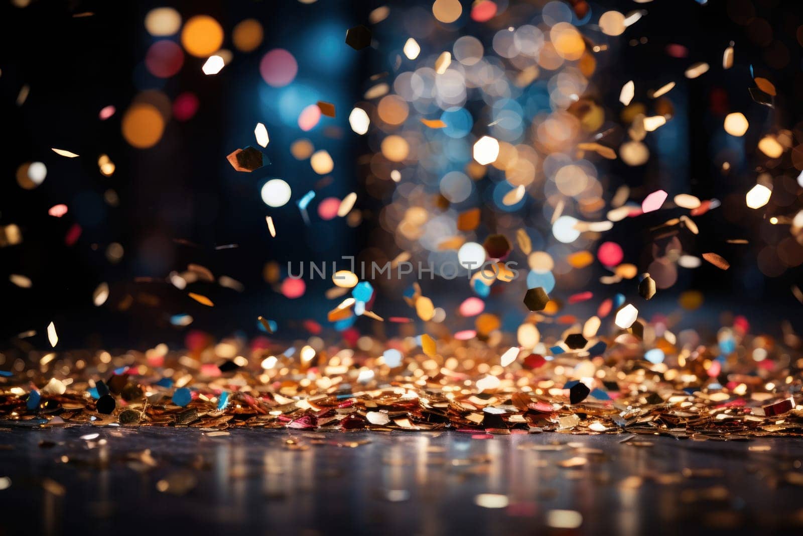 New Year's eve with confetti. Generative AI.