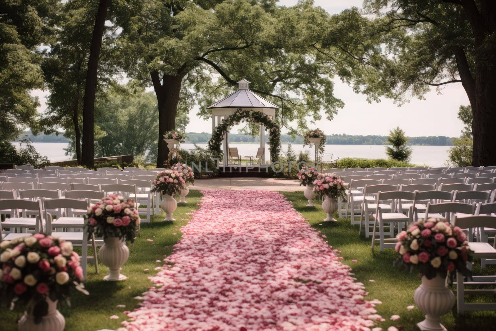 Backdrop wedding ceremony Outdoors. Generative AI by golfmerrymaker