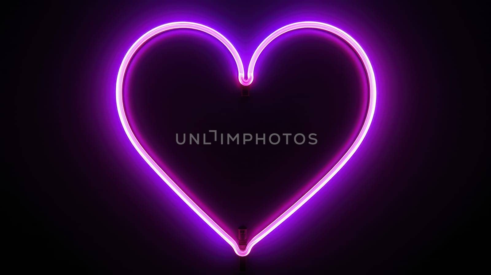 Glowing Heart, Symbol of Love: A Modern Neon Sign Illustration on a Bright Red Background