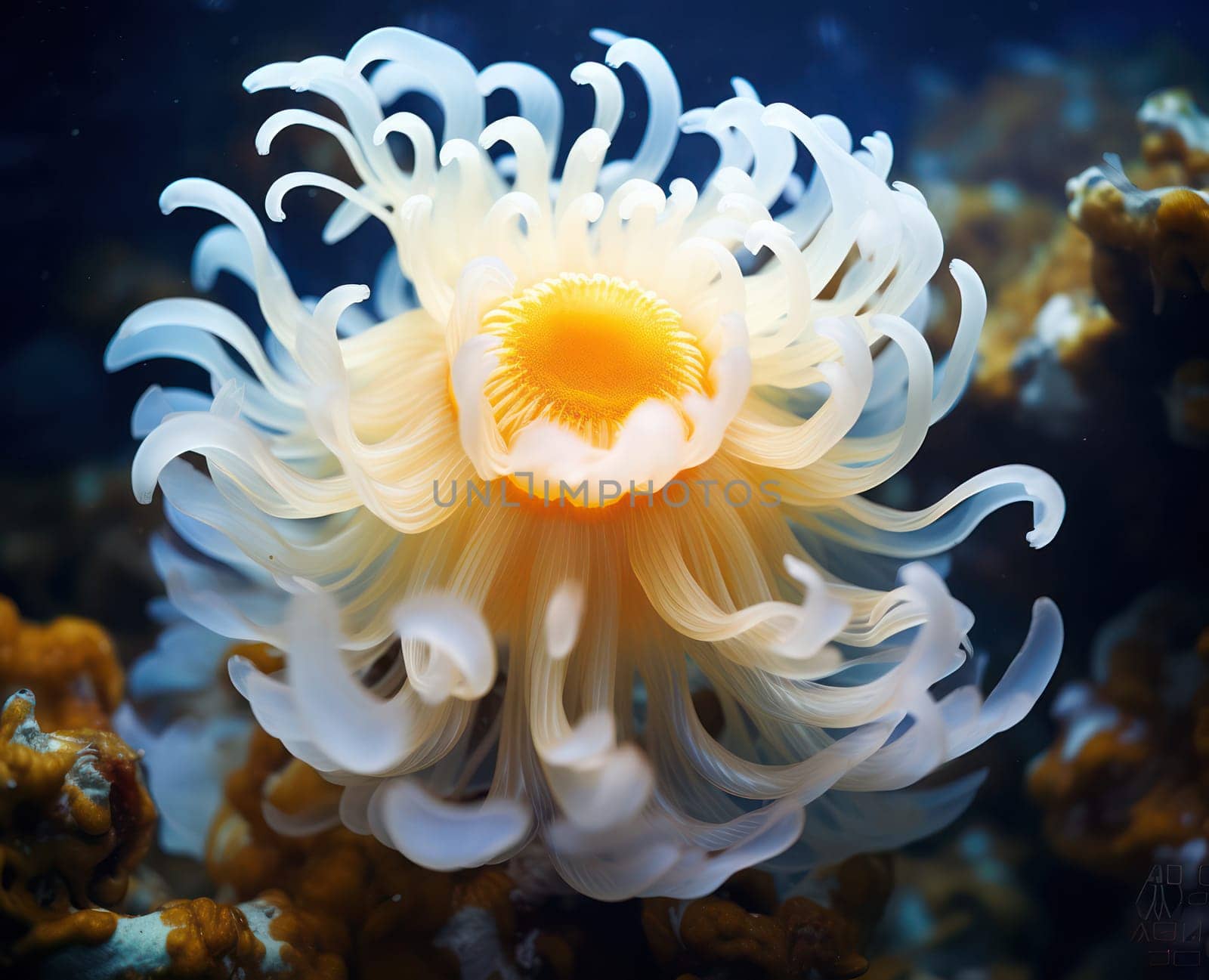 Colorful Underwater Wonderland: A Vibrant Mix of Marine Life, Coral and Anemone, Exotic Fish and Nudibranchs Dancing in a Spectacular Reef with Tentacles, in the Deep Blue Saltwater of the Pacific Ocean.
