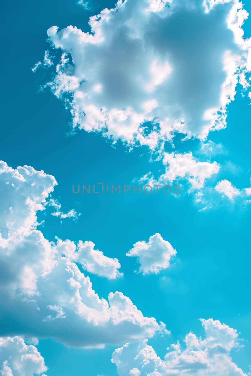 Blue sky and White cloud nature background by papatonic