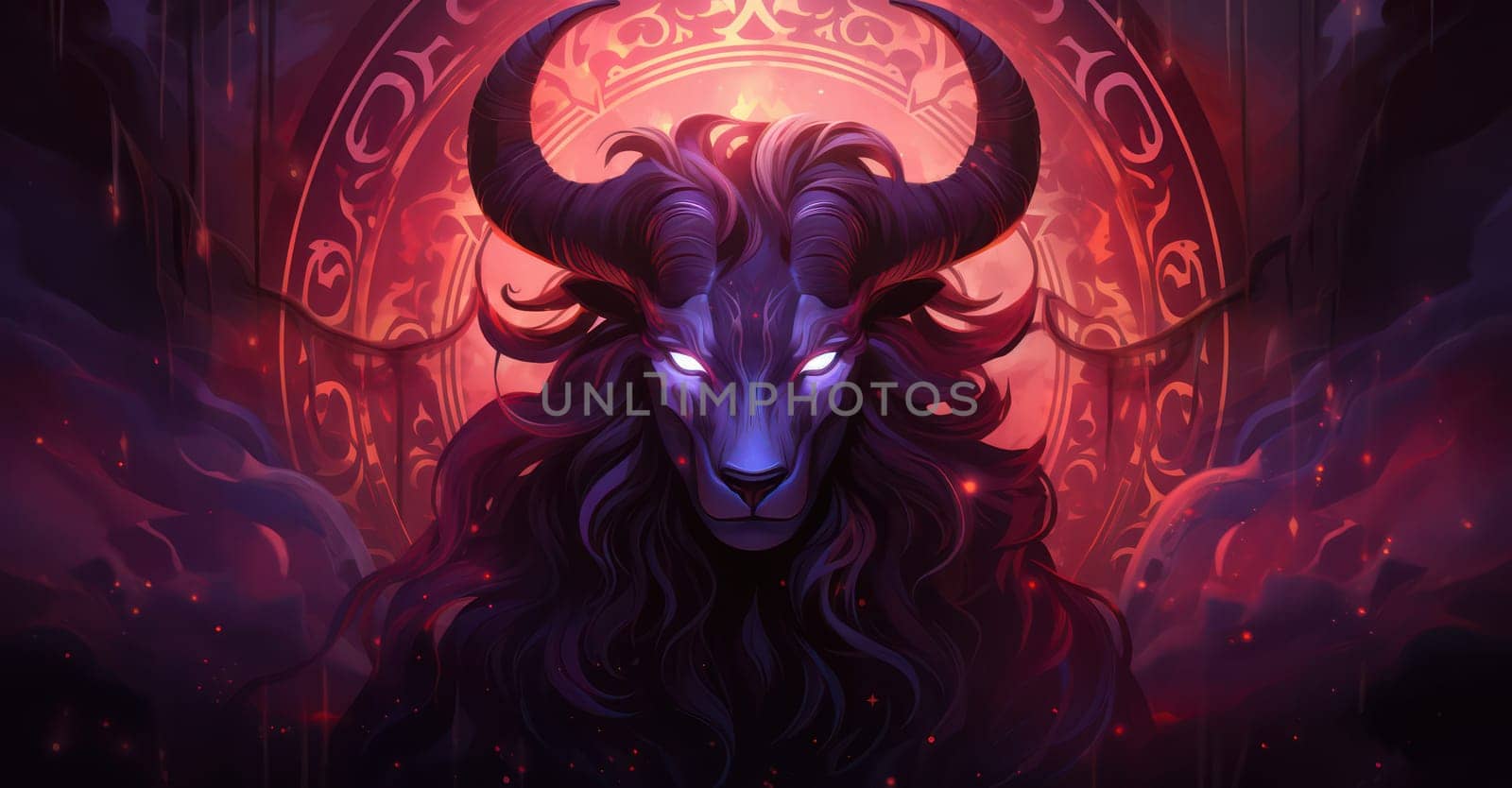 Sacred Horn: A Mystic Illustration of a Wild Ram, Symbol of Witchcraft and Esoteric Spirit by Vichizh
