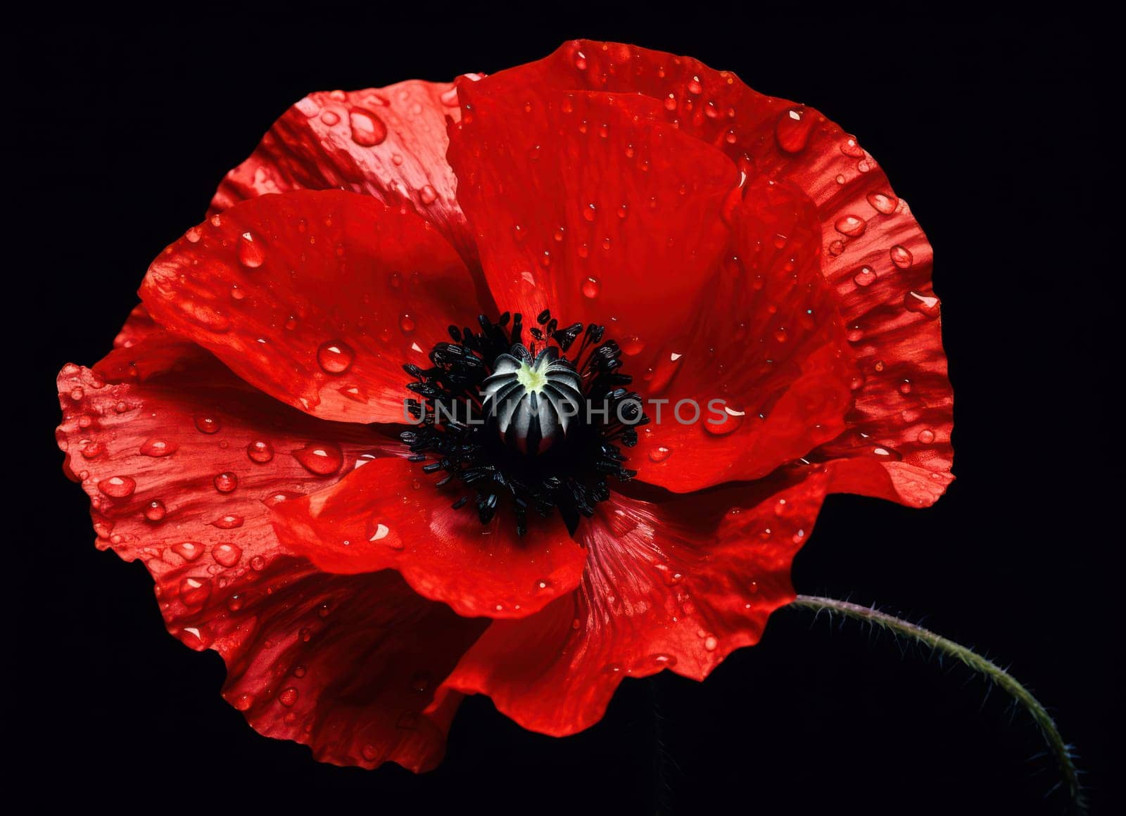 Vibrant Blooming Poppy: A Delicate Red Flower Amidst a Colorful Summer Meadow