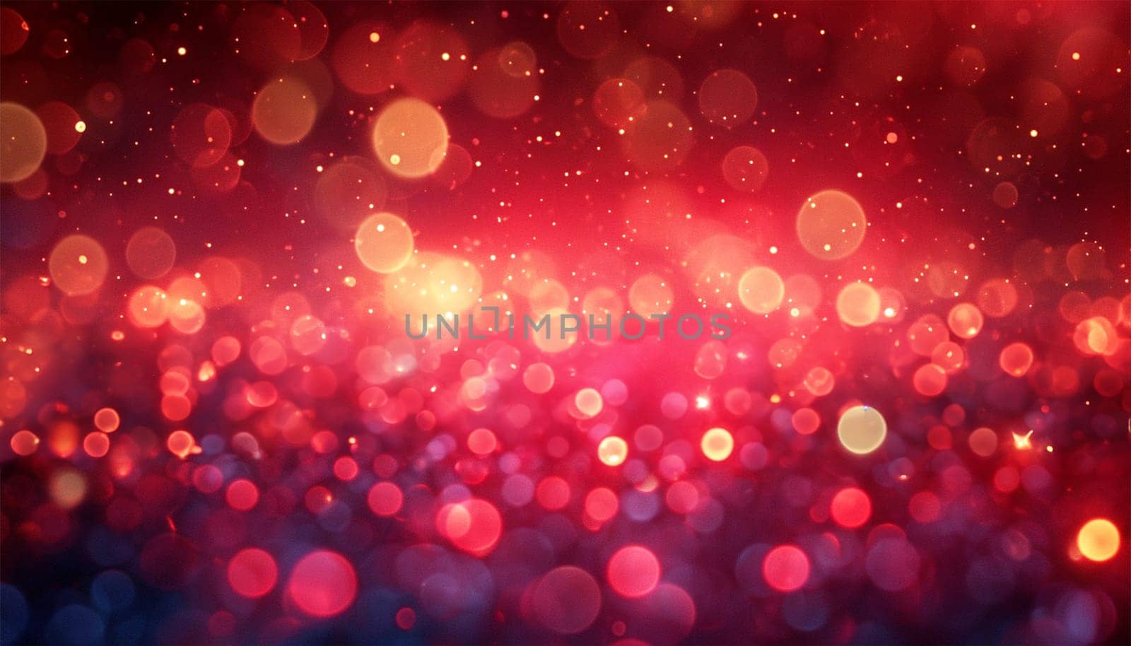 Gold and red particles waves glittering. Red sparkles glitter and rays lights bokeh abstract holiday background texture. Festive abstract design by Annebel146