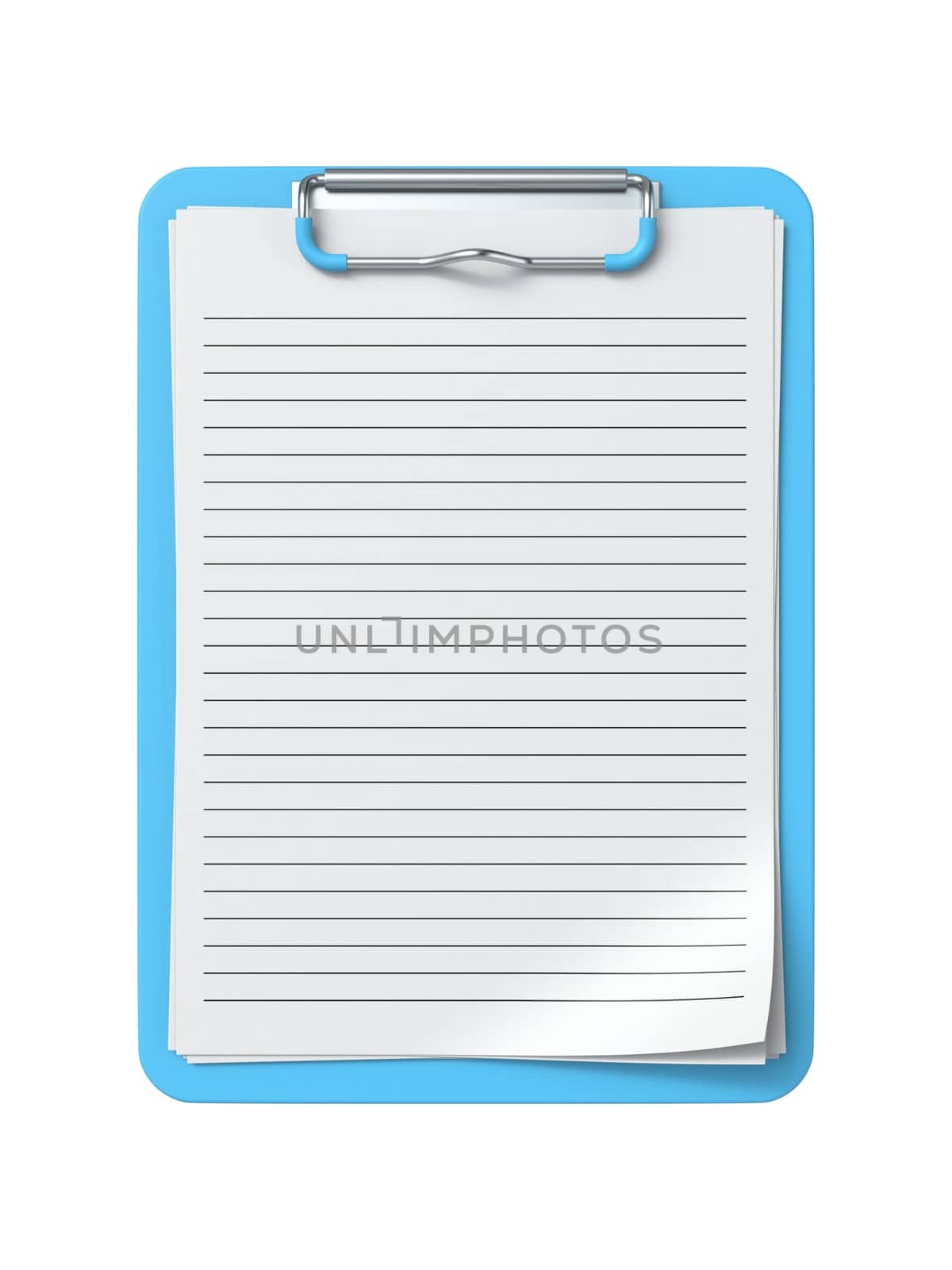 Blue clipboard 3D rendering illustration isolated on white background