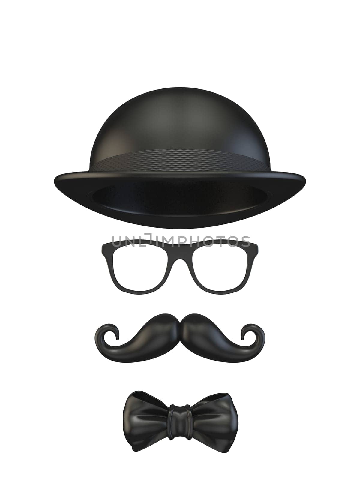 Black man mask with hat, glasses, mustache and bow tie 3D by djmilic