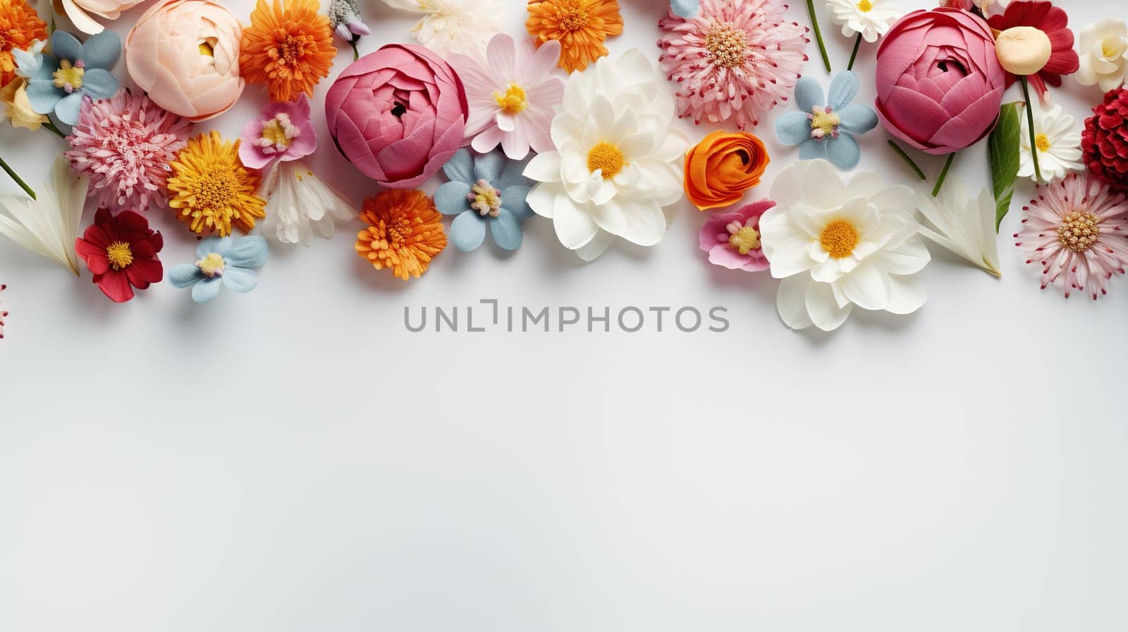 White spring, summer background with flower buds on top.