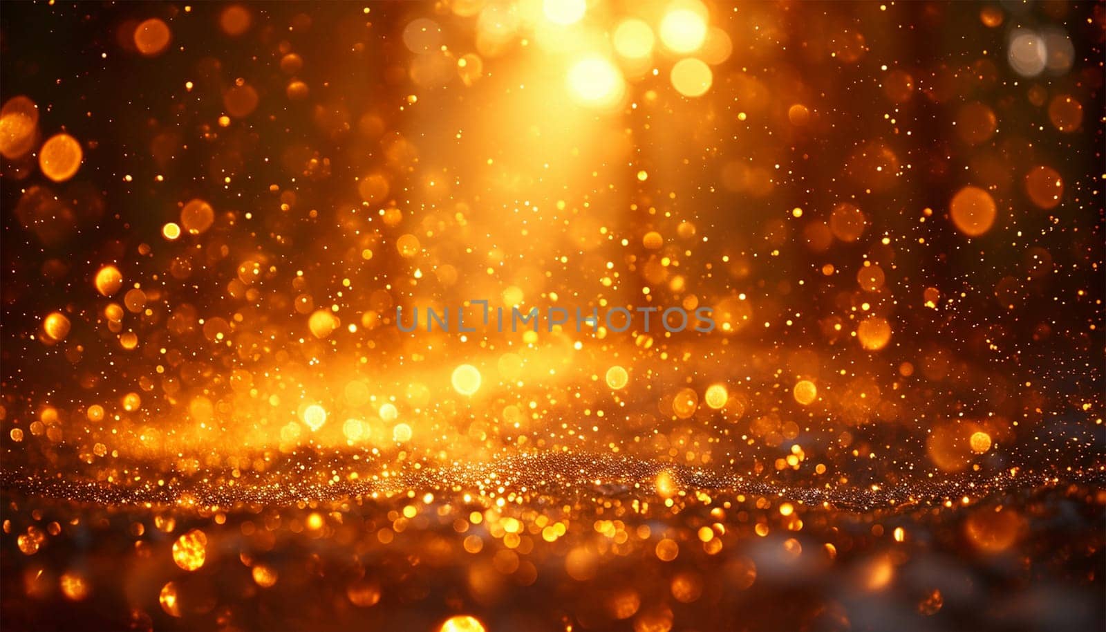 Gold sparkling glitter lights bokeh background. Abstract glitter lights background. de-focused Copy space. Festove, celebrationn design by Annebel146
