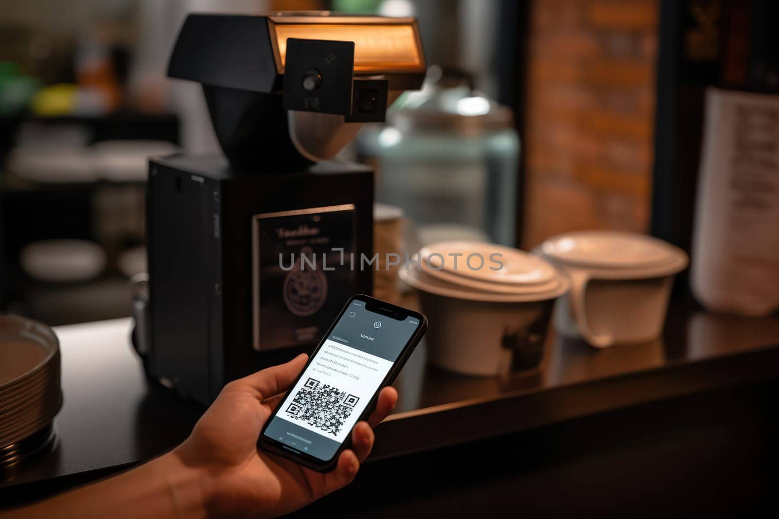 Smartphone-driven Digital Payment Revolution: Handheld Barcode Scanner, Cashier Transactions at Retail Store