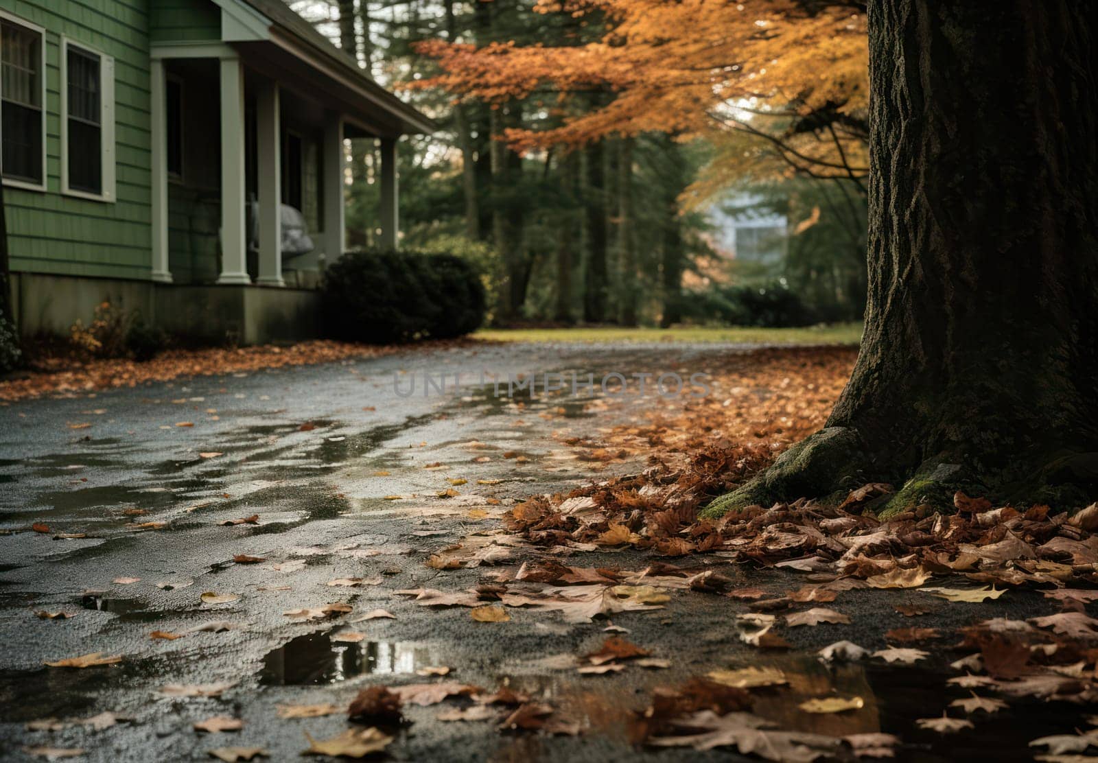 Bright and Colorful Autumnal Landscape: A Vibrant Path Through a Golden Park by Vichizh