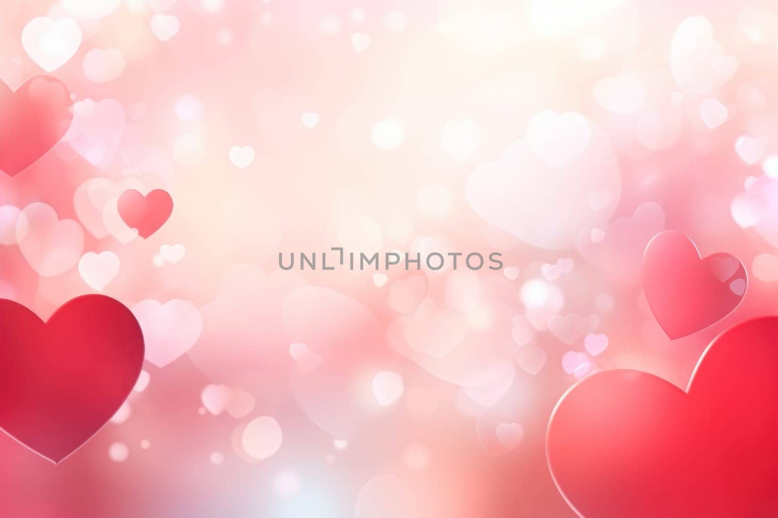 Saint valentine day greeting card bokeh blur background. Generative AI.