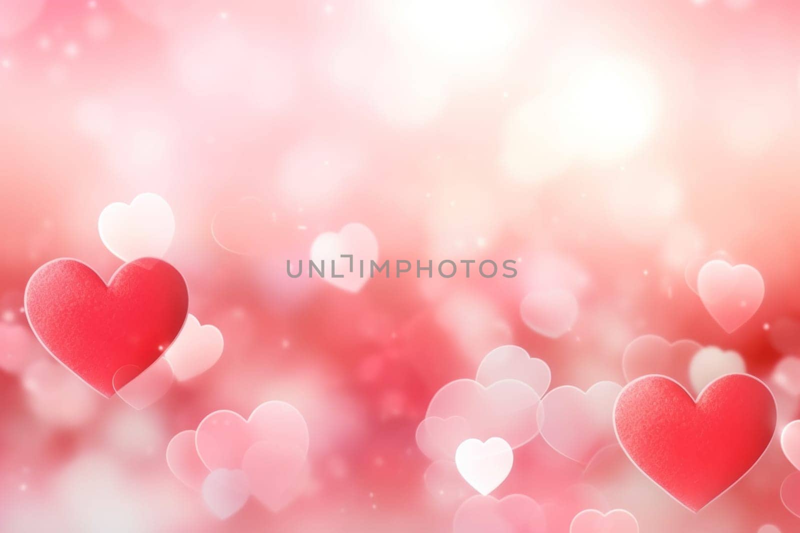 Saint valentine day greeting card bokeh blur background. Generative AI by golfmerrymaker