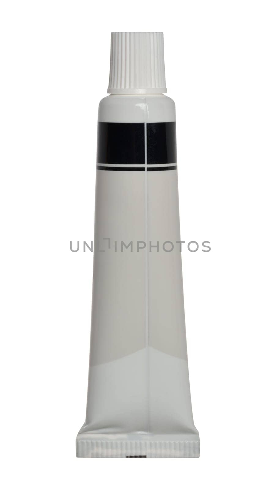 White plastic tube for paint and cosmetics on isolated background
