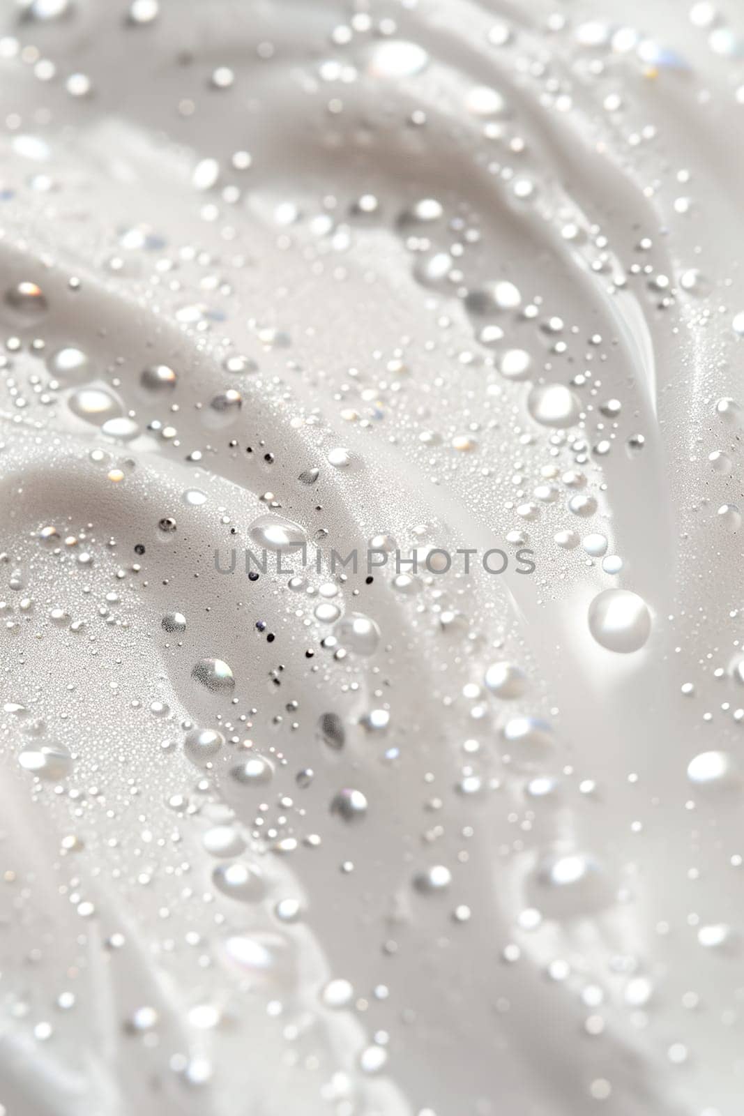 Luxuriant white cream with sparkling particles, perfect for beauty products, wellness ads, and high-end cosmetic presentations. Face creme, body lotion, moisturizer. Close up view. Generative AI