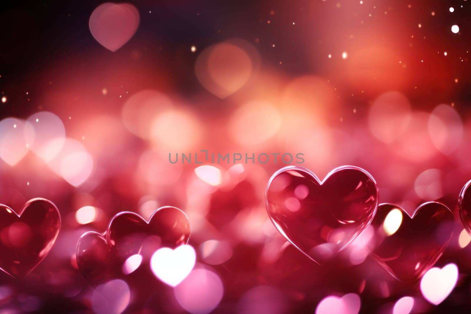 Saint valentine day greeting card bokeh blur background. Generative AI.