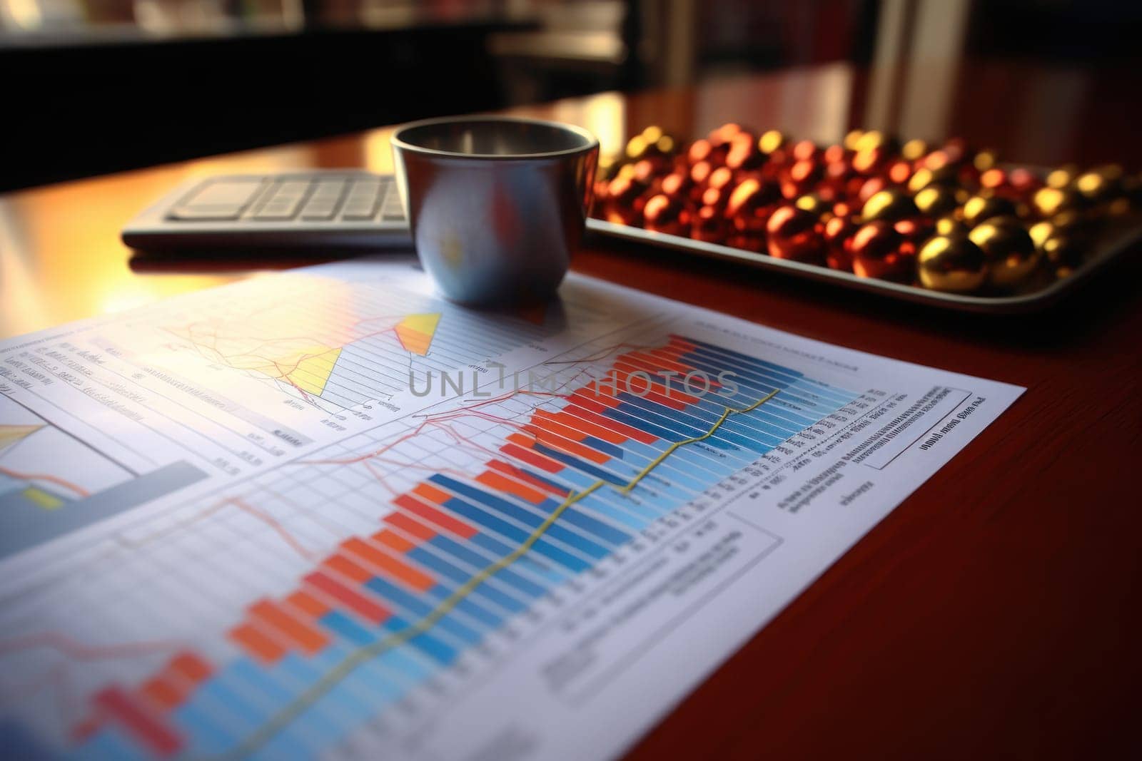 Presentation background financial indicators and financial statements. Generative AI by golfmerrymaker