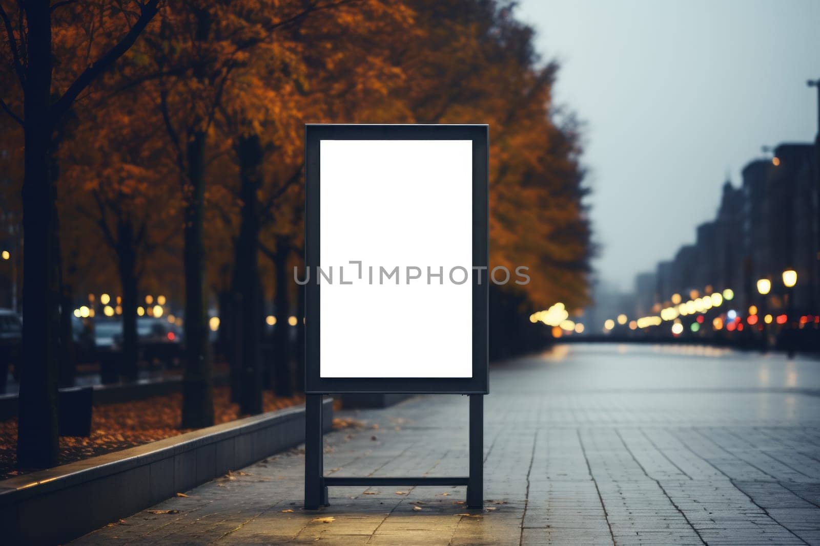 Outdoor ad mockup, fully blurred background. Generative AI.