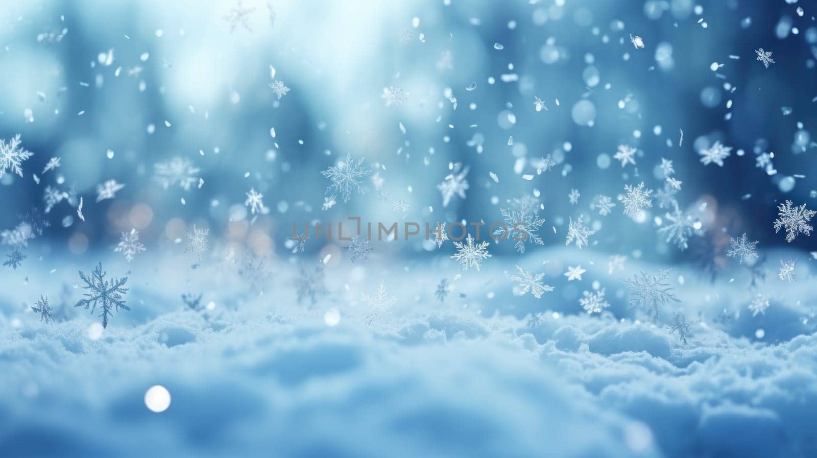 A mesmerizing scene of snowflakes drifting in the wind. Generative AI by golfmerrymaker