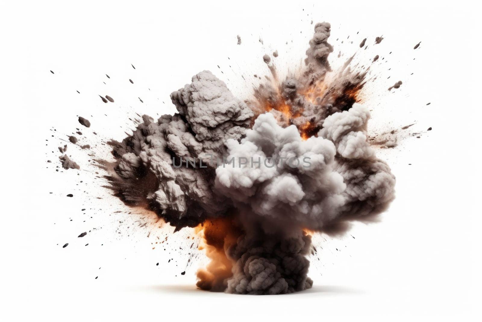 explosions and real isolated on white background. Generative AI by golfmerrymaker