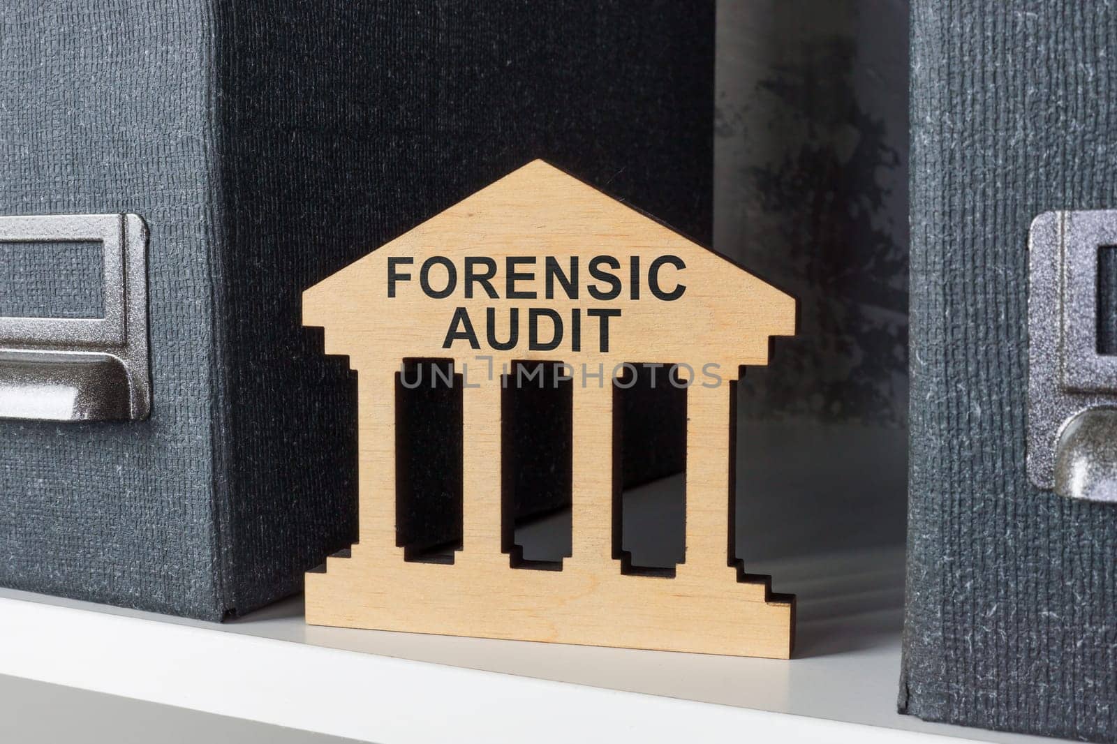 Plate with words forensic audit and folders. by designer491