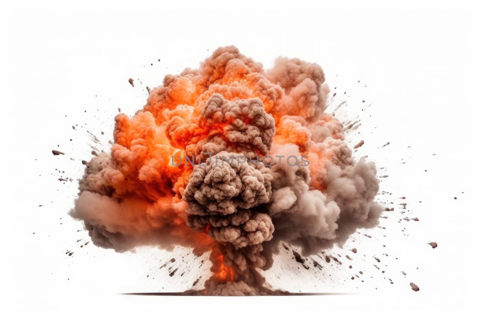 explosions and real isolated on white background. Generative AI by golfmerrymaker