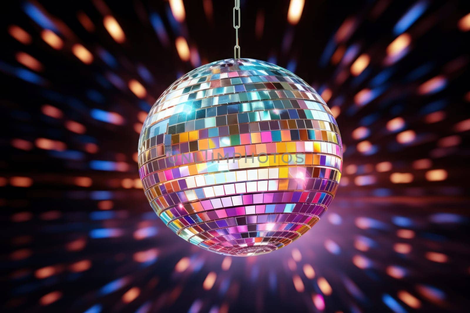 Beautiful disco ball dynamic stunning lighting. Generative AI.