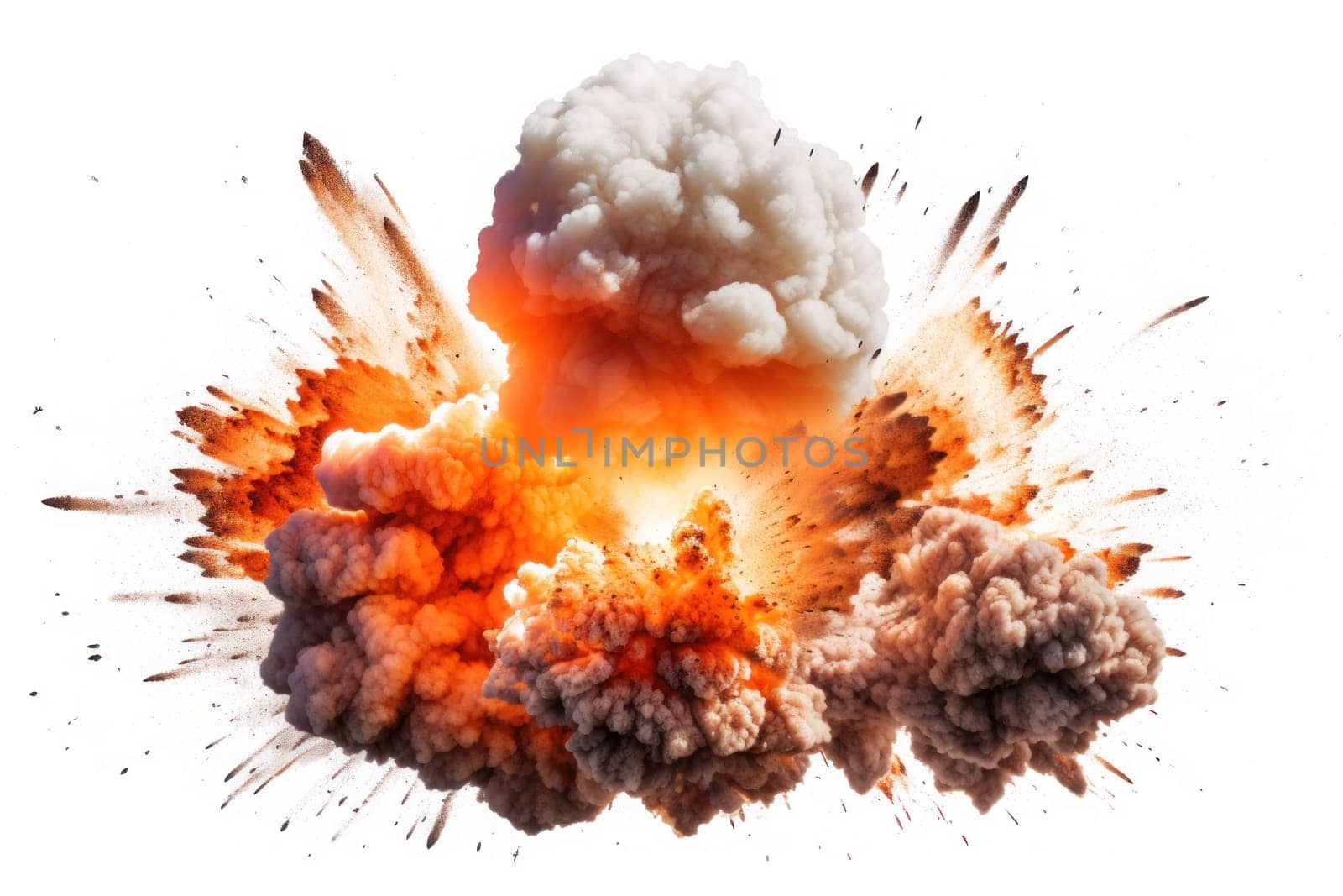 explosions and real isolated on white background. Generative AI by golfmerrymaker