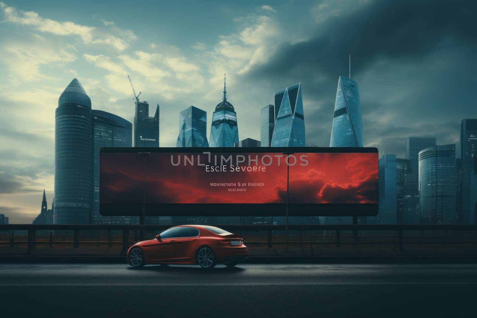 A large billboard in the middle of the city. Generaivr AI by golfmerrymaker