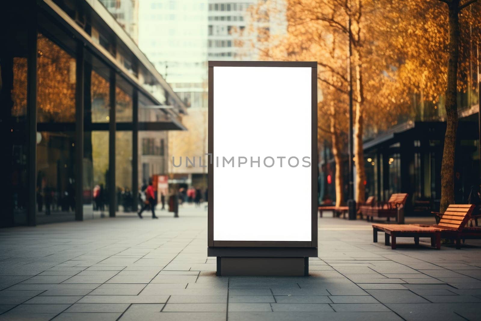 Outdoor ad mockup, fully blurred background. Generative AI by golfmerrymaker