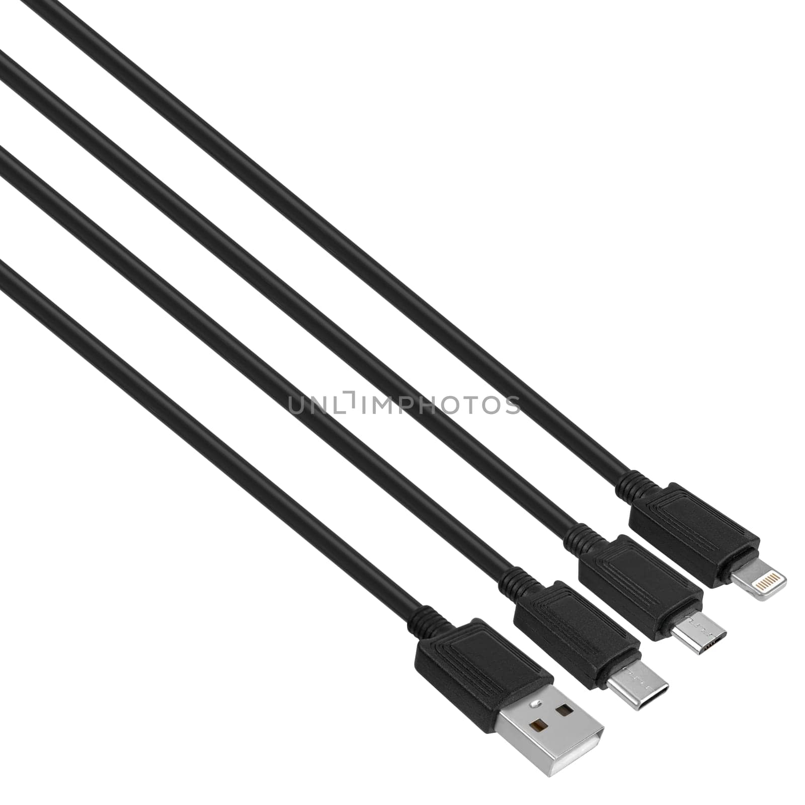 cable with Type-C, micro USB, Lightning and USB connectors by A_A