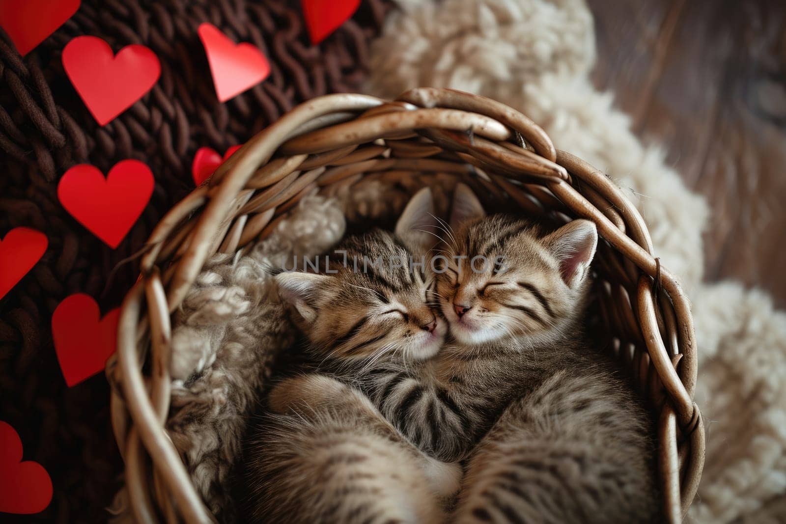 Cute cat couple in love on valentines day Pragma