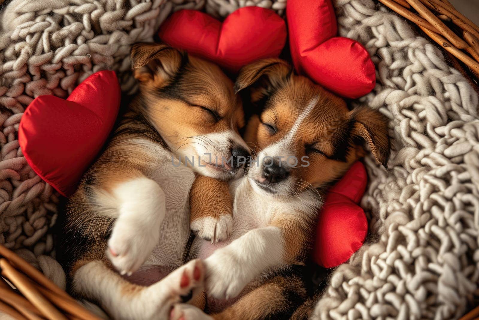 Cute puppy couple in love in valentines day Pragma by biancoblue