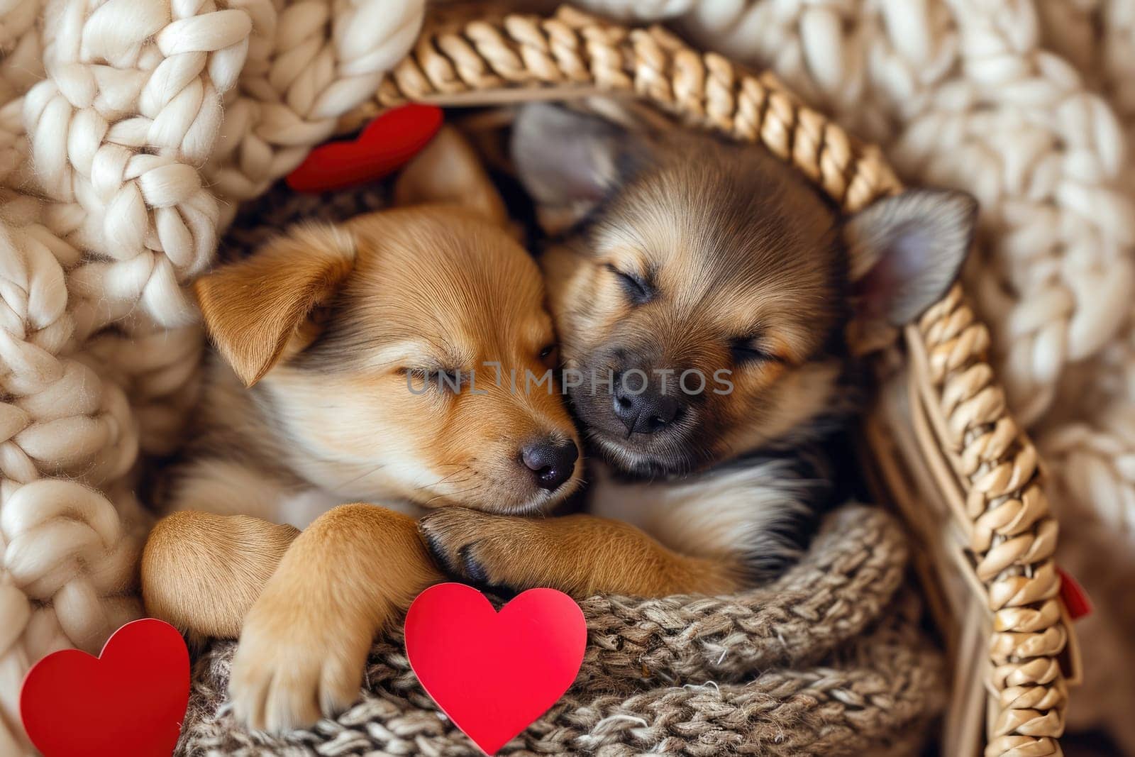 Cute puppy couple in love in valentines day Pragma by biancoblue