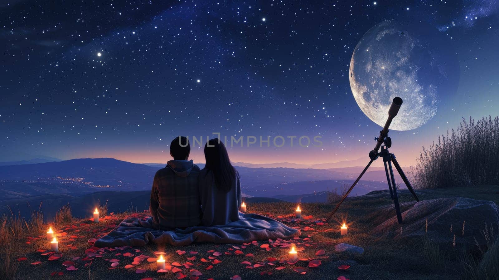 two lovers romantic night couple looking at stars in the sky pragma by biancoblue