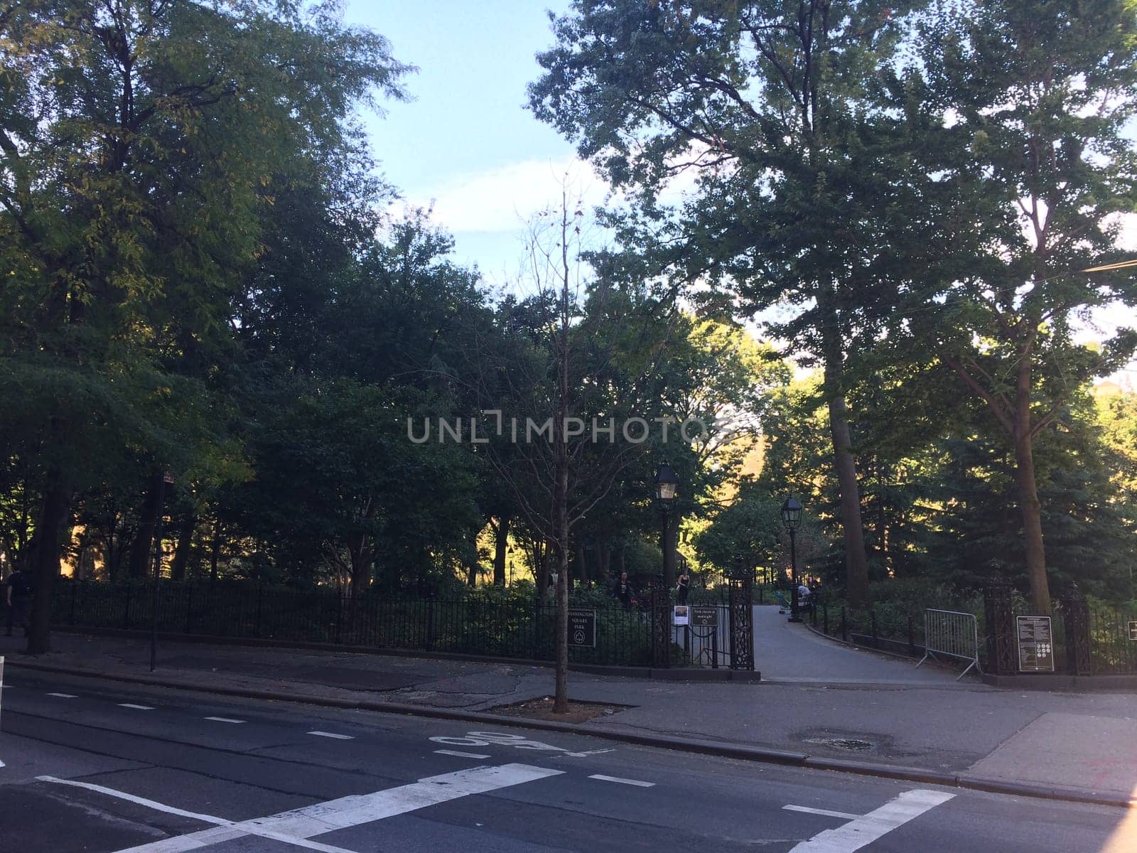 Sidewalk Entrance to Central Park in New York City . High quality photo