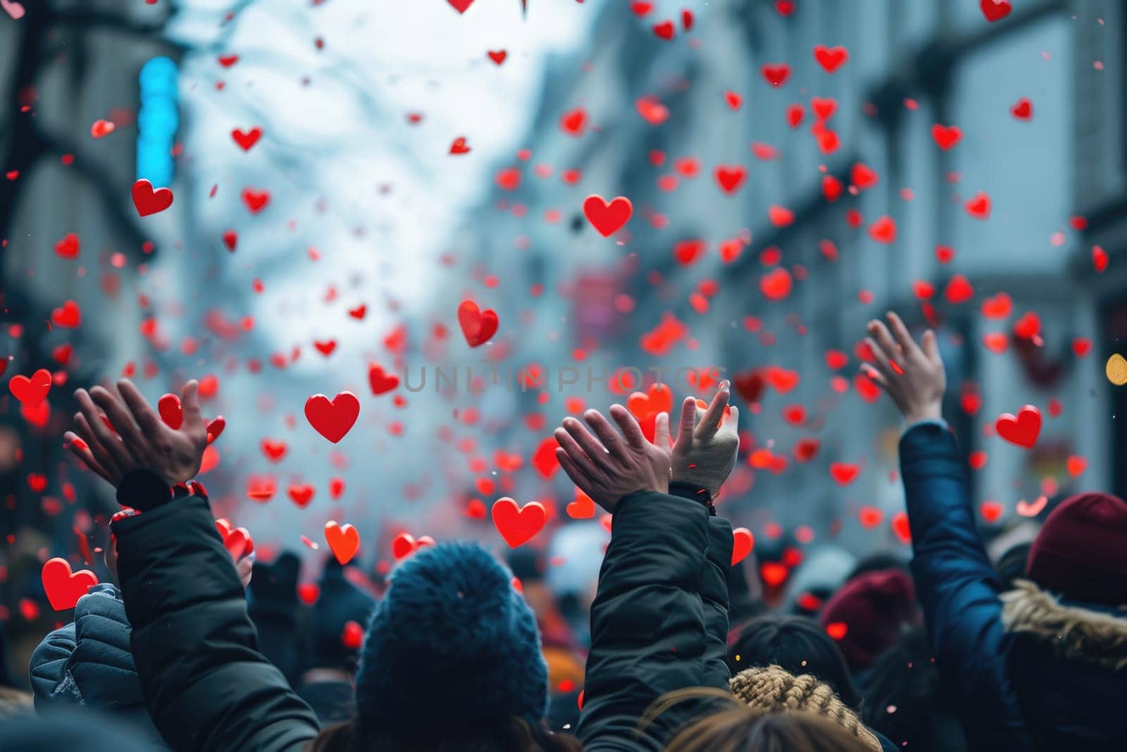 people on the street celebrate valentines day with love joy pragma by biancoblue